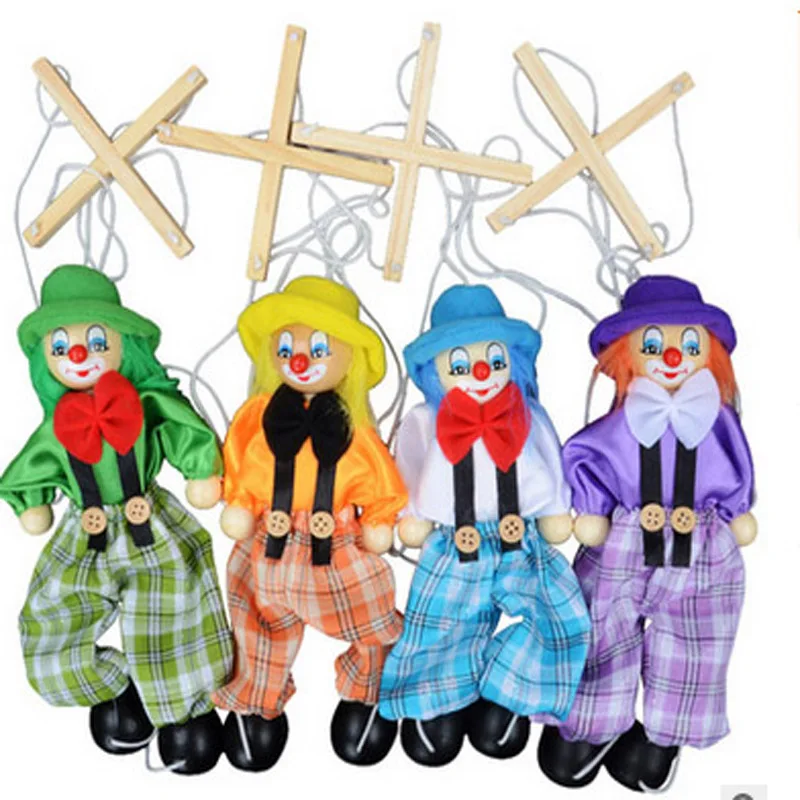 

4pcs/lot free shipping baby wooden clown marionette toys kids children Christmas gifts/ story tell shadow puppet plush doll