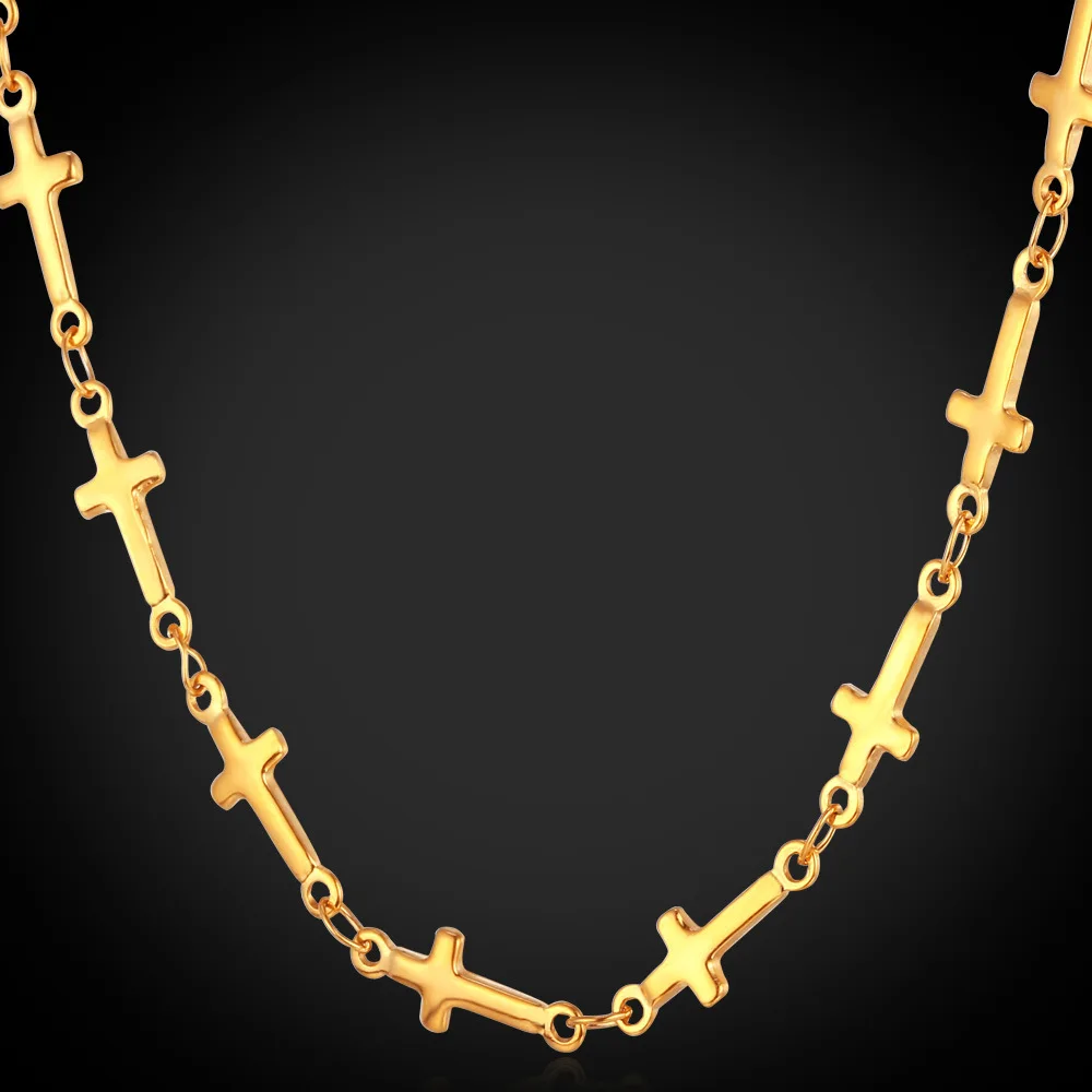 

Cross Necklace Trendy Wholesale Gold Color Stainless Steel Religious Women Jewelry Women For Chain Necklaces N223