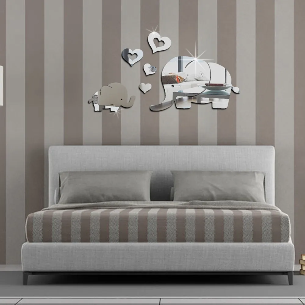 3D зеркальная декоративная настенная наклейка со слоном для детской комнаты