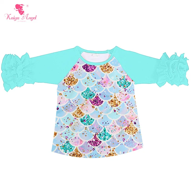 KY-SY-065-11 Kaiya Angel/ г., однотонная хлопковая одежда с рукавами три четверти детский топ с цветочным рисунком для девочек, рубашка из бутика для малышей - Цвет: KY-SY-065-11