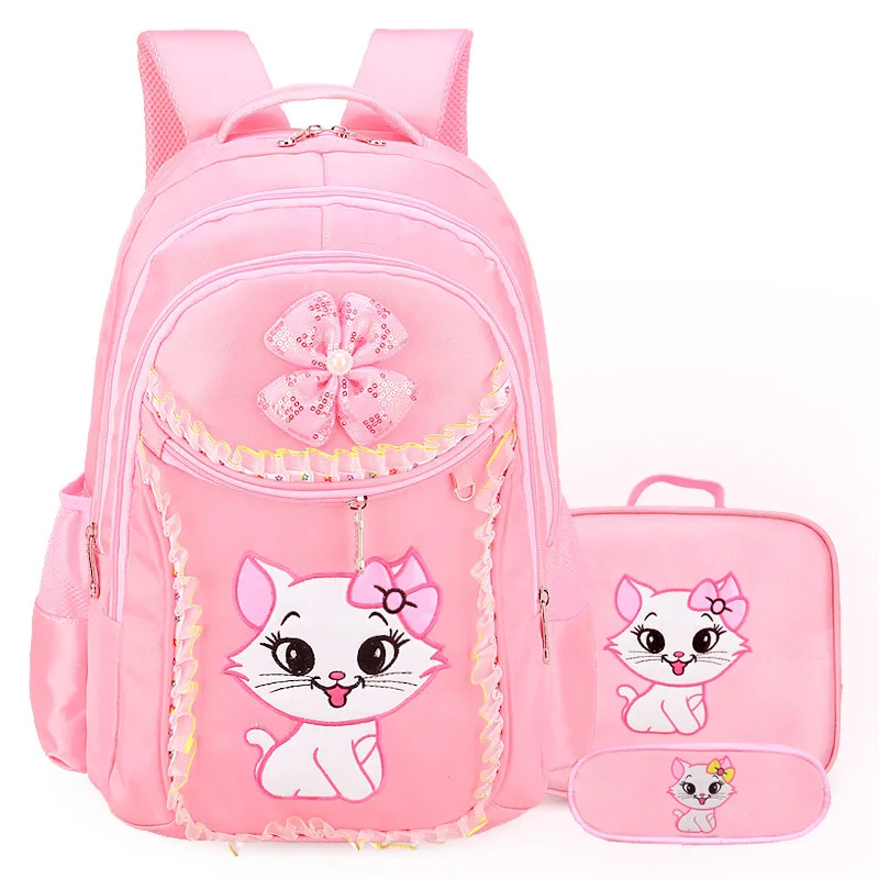 3 шт./компл., детский рюкзак с рисунком милого кота, школьные сумки для девочек, детский школьный рюкзак, легкая сумка-Карандаш для девочек