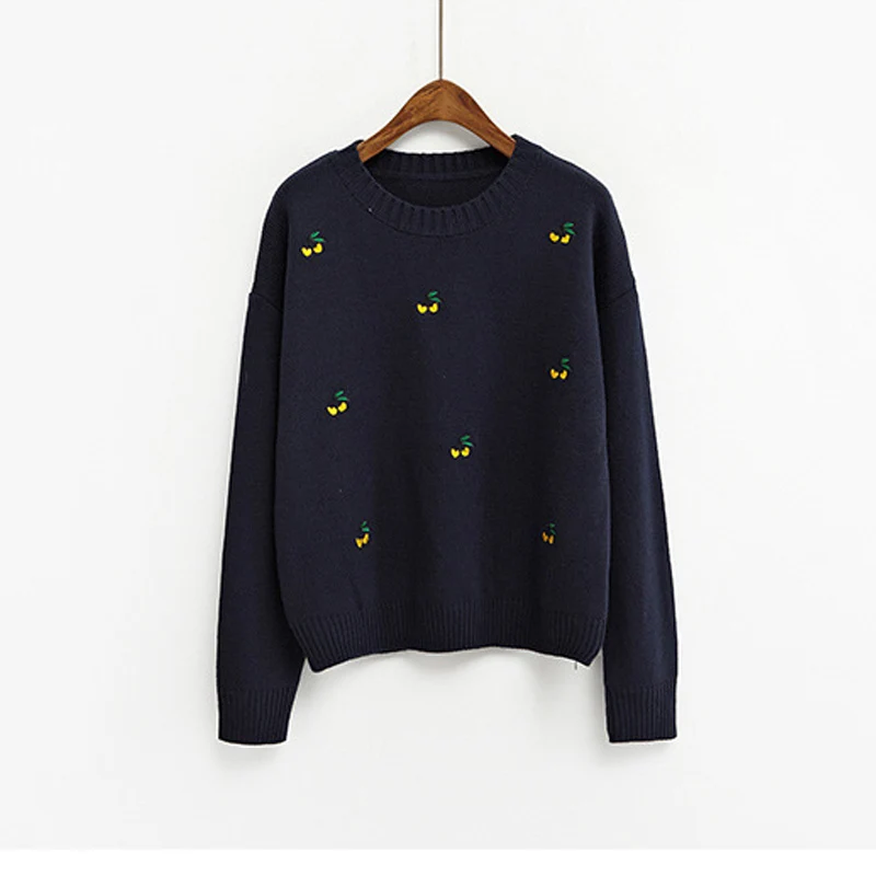 Осень и зима женский корейский кампус ветер милый вишня мягкая сестра вышивка
