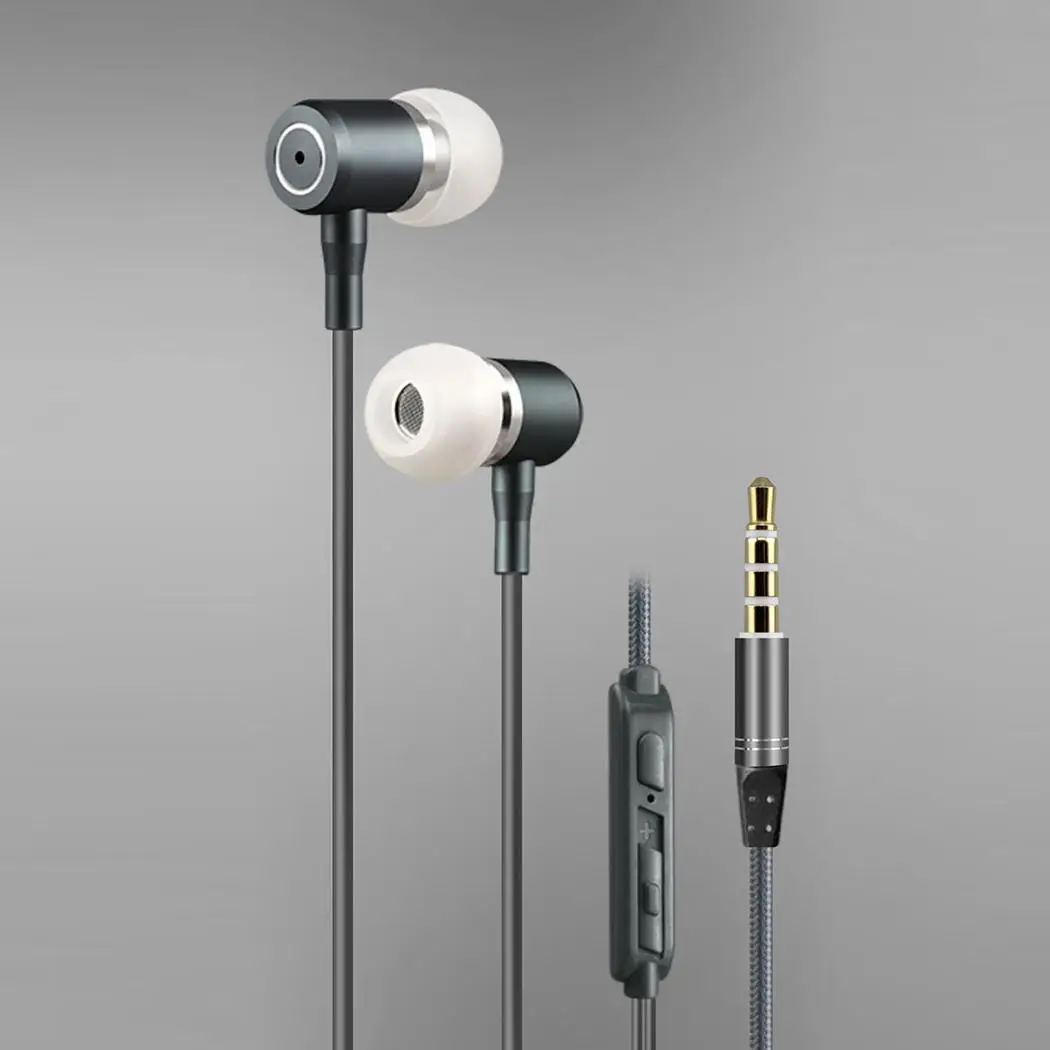 3 5 мм разъем Плетеный проводной металлический бас стерео наушники в ухо легко