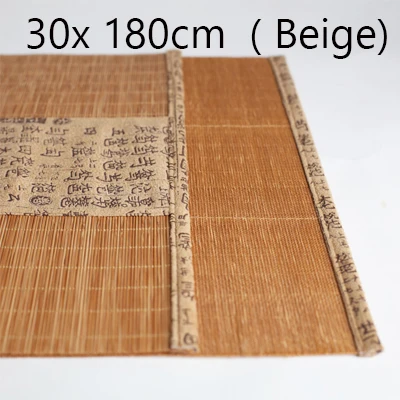 W30cm L180cm Beige Завершенный размер, Натуральный Бамбуковый чайный столик, флаг с тканевым краем, домашний чайный коврик, ретро украшение, занавес для стола - Цвет: W30cm L180cm Beige