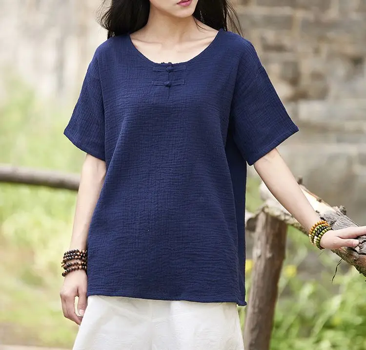 Summer 4color blue/red/yellow women cotton&amplinen tai chi suit shor sleeve uniforms zen nun lay meditation martial arts shirts | Спорт и