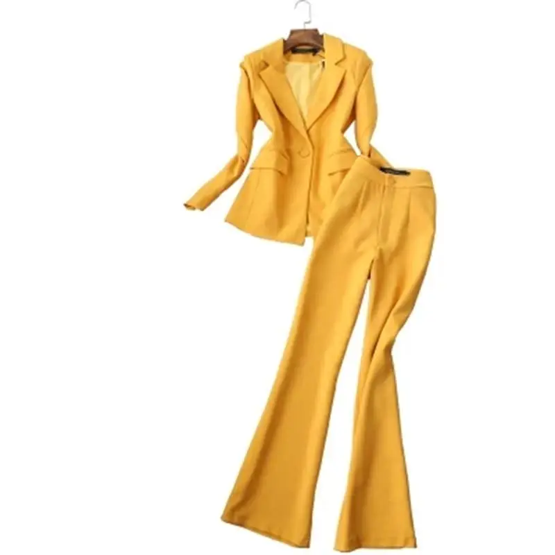 Autumn New Fashion Suit Women Pant Suits Female Ladies Jacket + Bell-bottom Pants Two-piece Outfits |