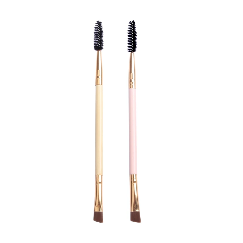 1PC Pink 1PC Wood Brainbow, 1 шт./2 шт., двойная щетка для бровей, расческа для бровей, профессиональная, угловая, наклонная Кисть для макияжа, для бровей, глаз, глаз - Handle Color: 1PC Pink 1PC Wood