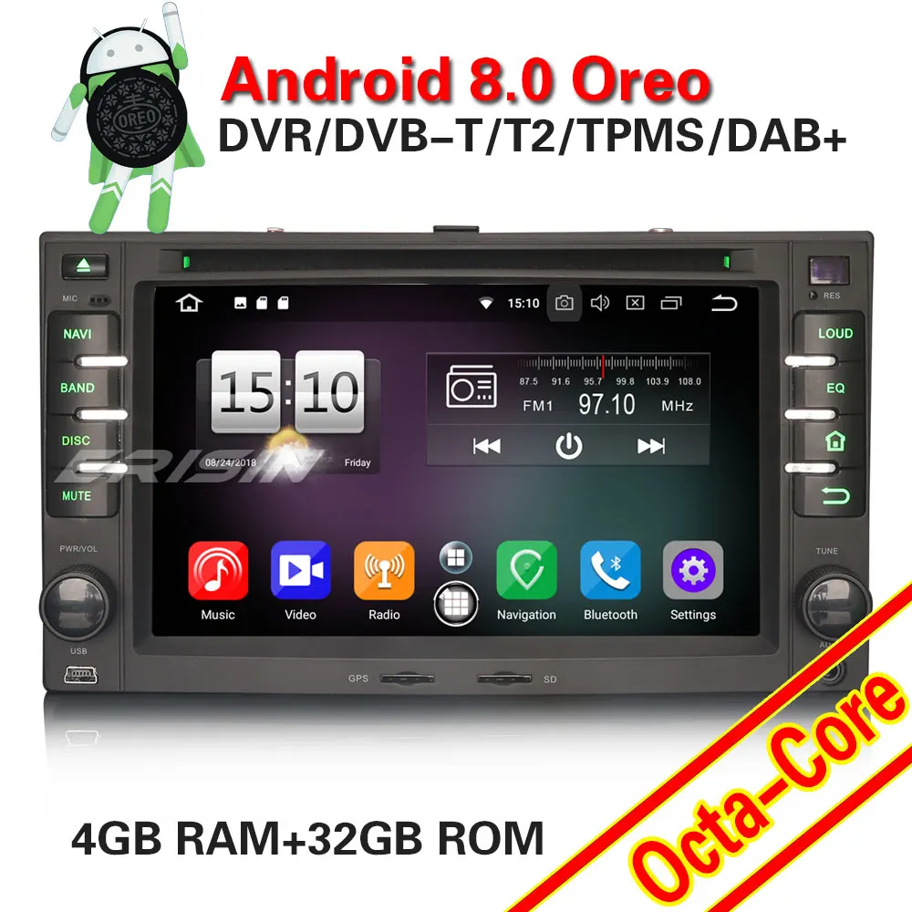 Erisin ES7577K 6 2 &quotAndroid 8 0 автомобиль радио DAB + TPMS OBD BT 4 г для Kia Rio Sorento Carens