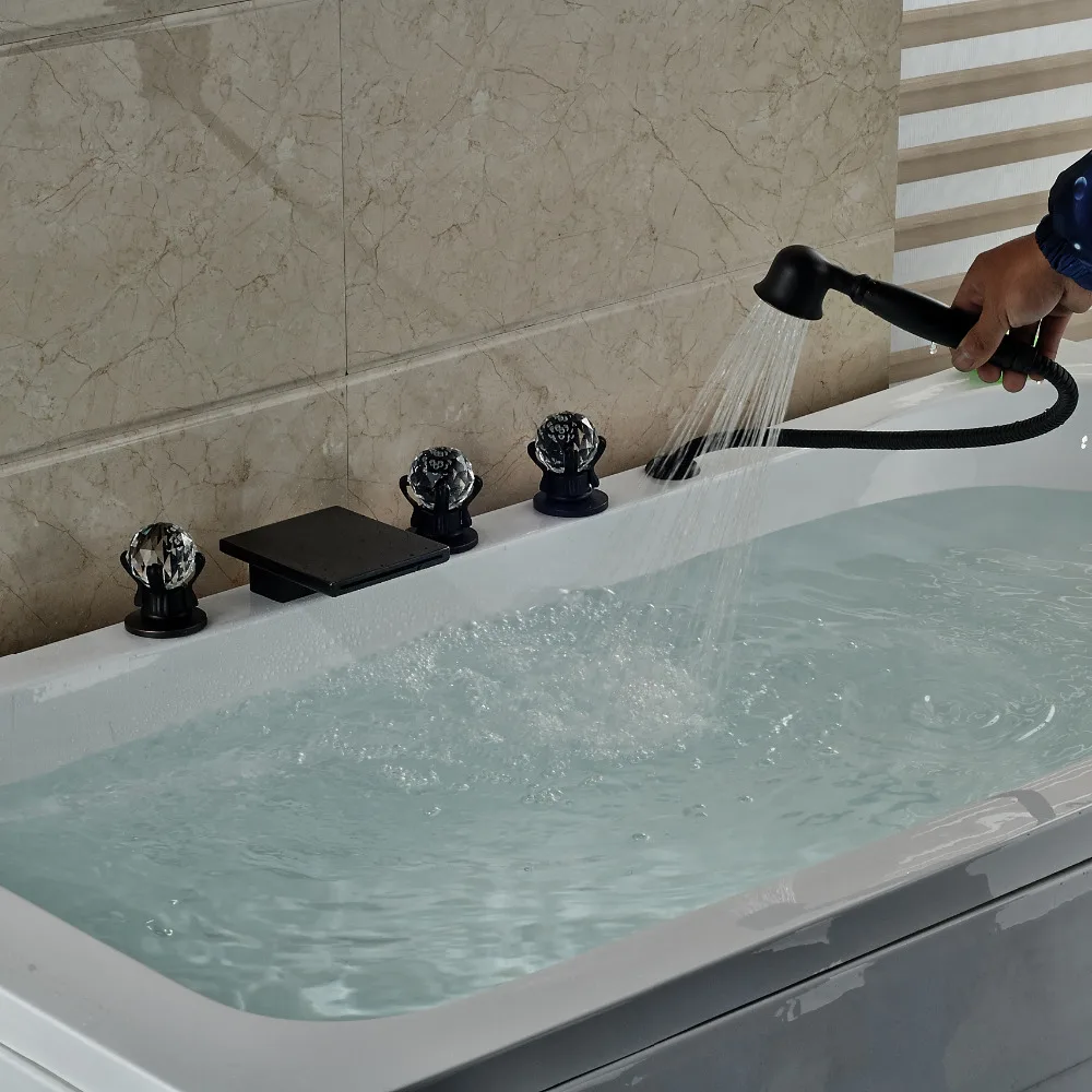 Традиционный латунный бронзовый кран для ванны с тремя кристальными ручками