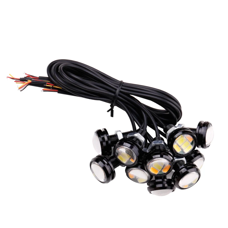 RXZ 10 шт. лампа &quotОрлиный глаз&quot 23 мм 6SMD двухцветные DRL дневные ходовые огни