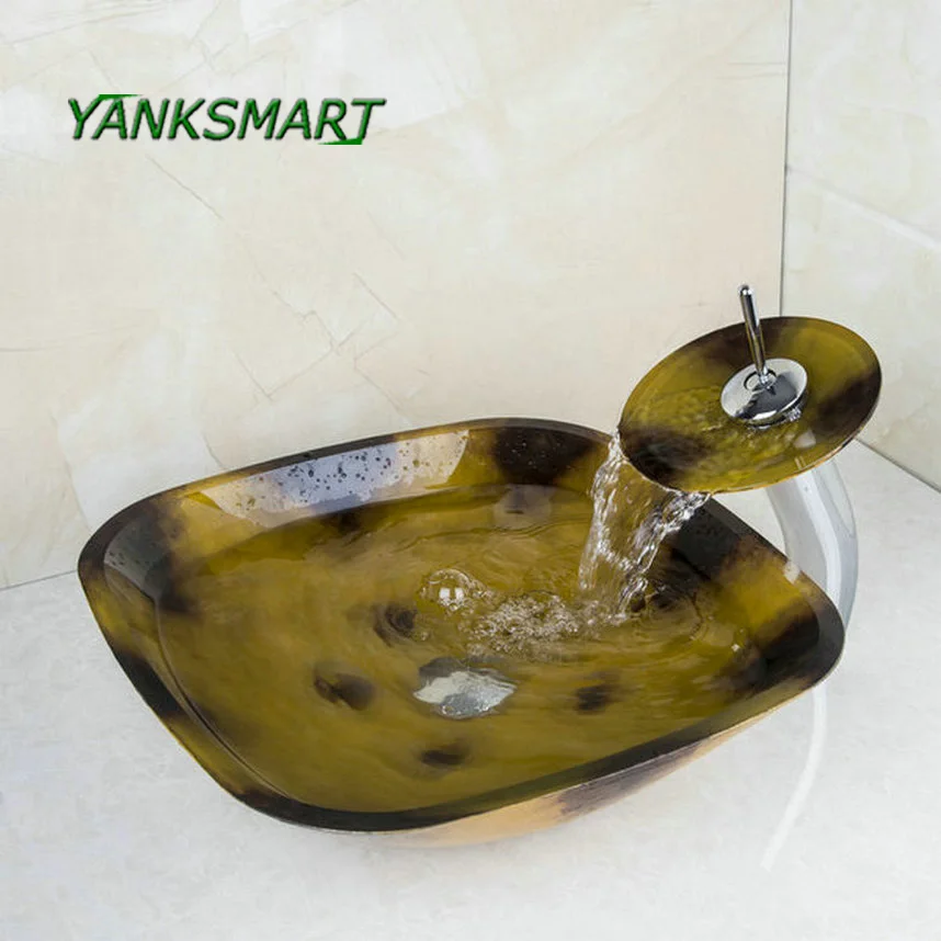 Anksmart ванная комната из закаленного стекла ручная роспись раковина сосуд