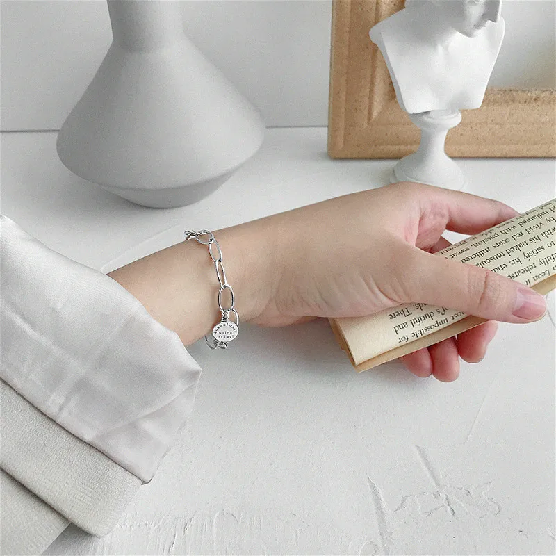 Flyleaf 18k золотые геометрические буквы круглые настоящие браслеты из стерлингового