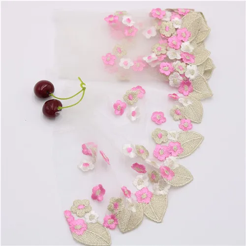 Deep pink white 1 метр красочная эластичная кружевная ткань стрейч 18-20 см кружевная ткань с широкой отделкой стреч сделай сам для шитья вышитая кружевная отделка для одежды - Цвет: Deep pink white