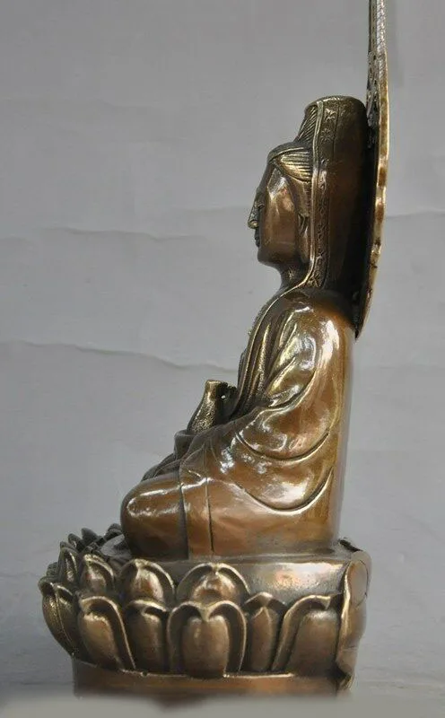 

wedding decoration 7" chinese Buddhism bronze Temple Kwan-Yin Guan Yin Bodhisattva Goddess statue