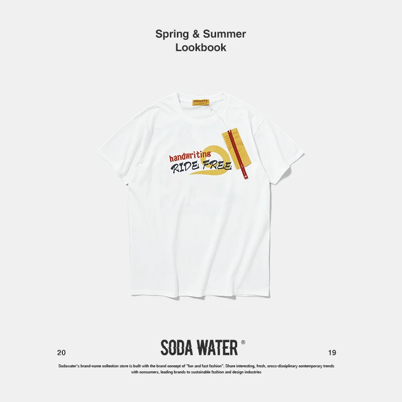 Футболка с забавным принтом SODA WATER летние футболки короткими рукавами хлопковые