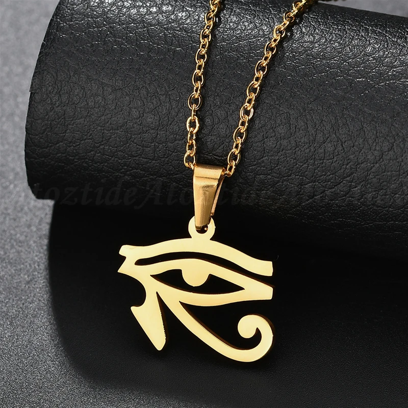 Atoztide Ancient Evil Eyes Of Horus Pendant Necklace For Women Men Egyptian Stainless Steel Chain Amulet Jewelry Gift | Украшения и