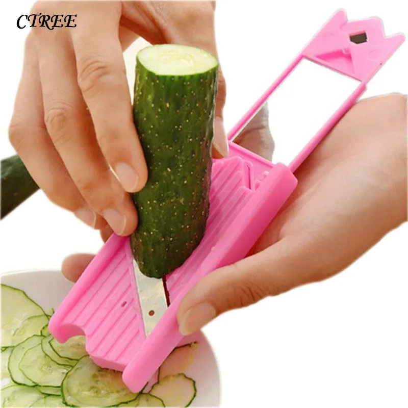 

CTREE New Cucumber Slicer 0.7mm Stainless Steel Blade Vegetable Fruit Cutter Peeler Facial Beauty Cucumber Slicer Mirror C236
