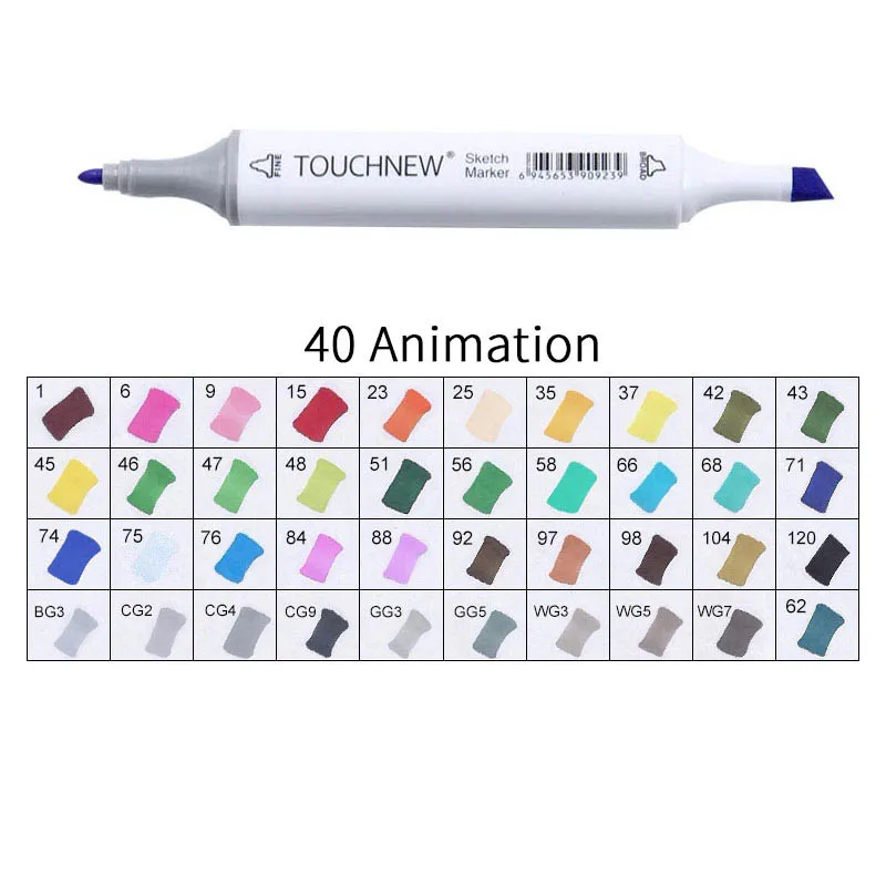 white 40 Animation Touchnew Набор цветных копировальных маркеров спиртовые ручки, маркеры для рисования товары для рукоделия кисть манга для рисования акриловый дизайнерский набор ручек для студентов - Цвет: white 40 Animation