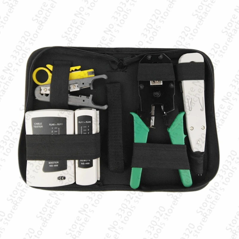 

5 in 1 Computer Network Repair Tool Kit LAN Cable Tester Wire strip cutter Pliers Crimping Maintenance Tool Set Bag