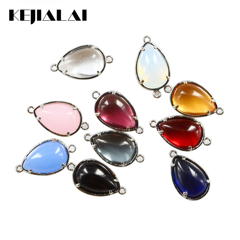 

50pcs/lot Glass Crystal Beads Connectors Top Quality Jewelry Accessories Egg Shape Colorful Pendants for Necklace Making DIY