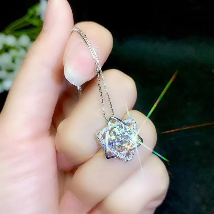 2 карат мигание moissanite драгоценный камень ожерелье лучше чем алмаз день рождения