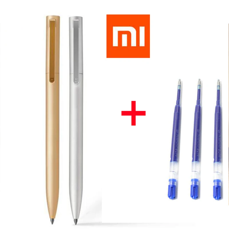 Ручка Xiaomi Mijia металлическая золотистая/серебристая 28 г 0 5 мм с чернилами|mi
