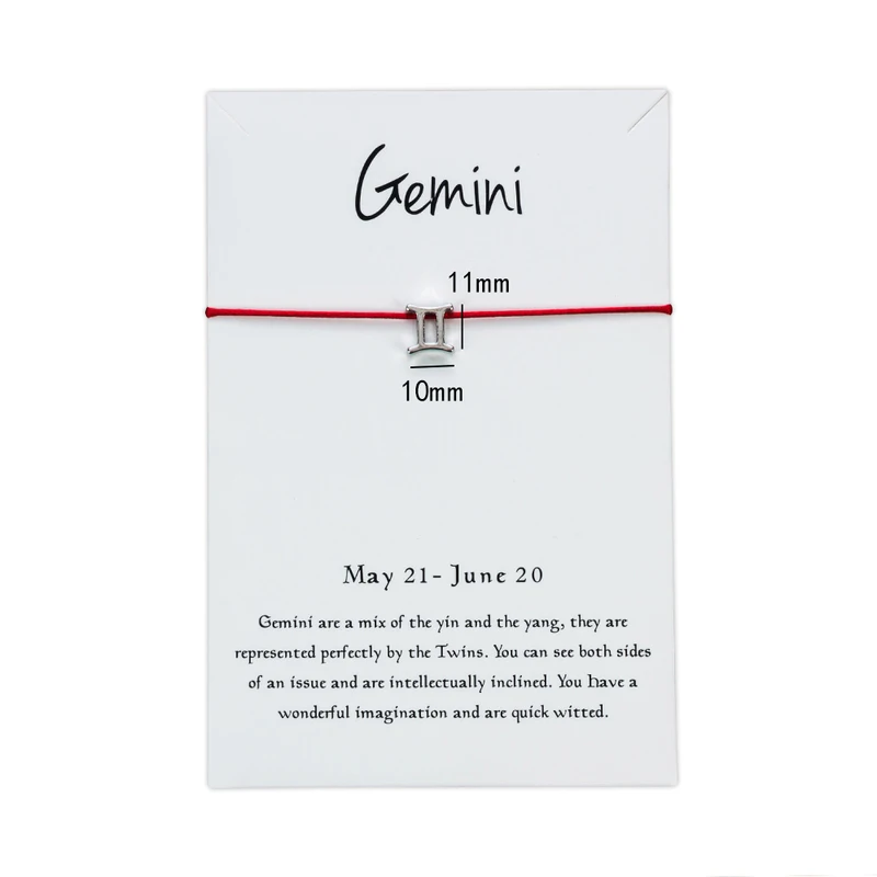 Женский браслет с надписью Wish Card Gemini регулируемый Красной веревкой