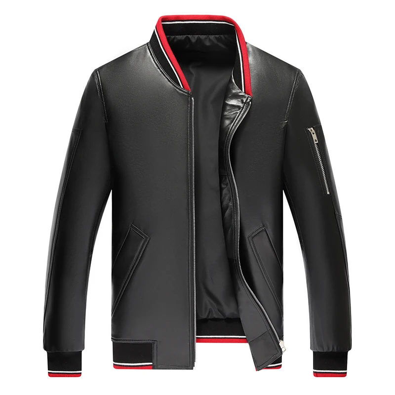 Мужская кожаная куртка Haining мотоциклетная из овчины 2018|Мужские кожаные куртки| |