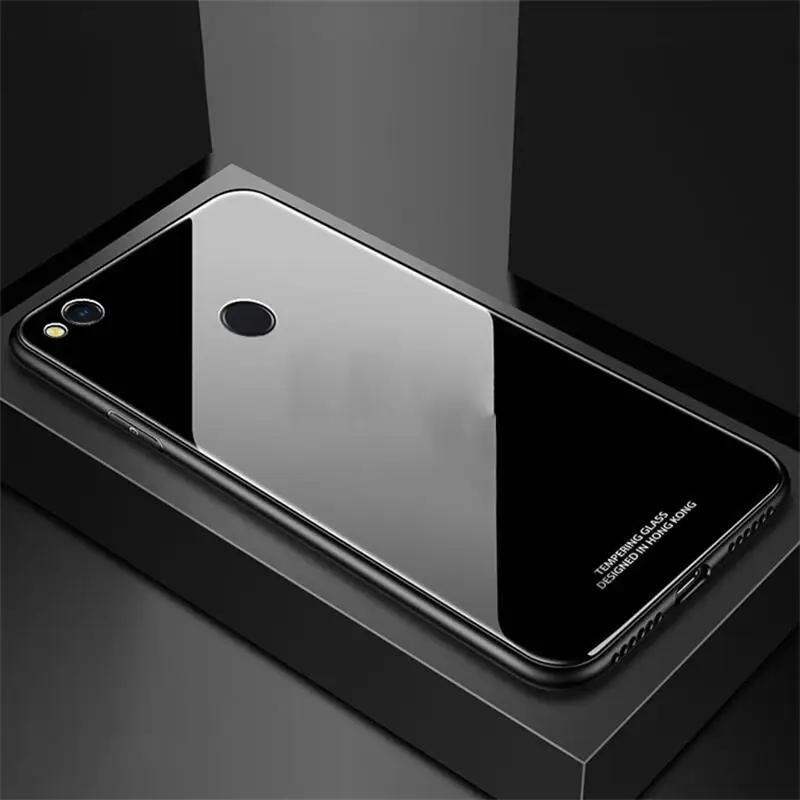 Black Чехол s для huawei Honor 8 Lite/P8 lite стеклянный чехол Роскошная рамка из ТПУ+ стеклянная задняя крышка аксессуар для P9 Lite Fundas Coque - Цвет: Black