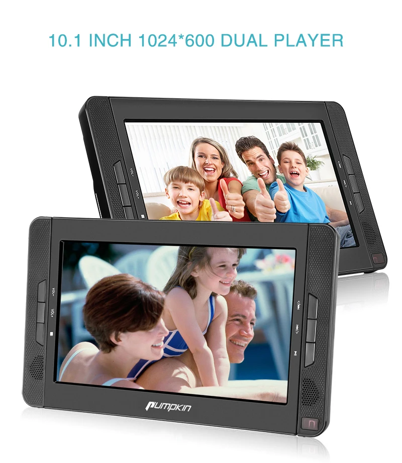 Тыква 10,1 ''портативный автомобильный подголовник dvd-плеер HD двойной экран автомобильный монитор Поддержка поделиться DVD AVIN/Out функция встроенный динамик