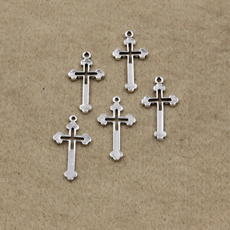 29*15mm Fashion Plated Antique Silver Romantic Hollow Cross Charms Pendants For Necklace DIY Jewelry making M5175-76 | Украшения и