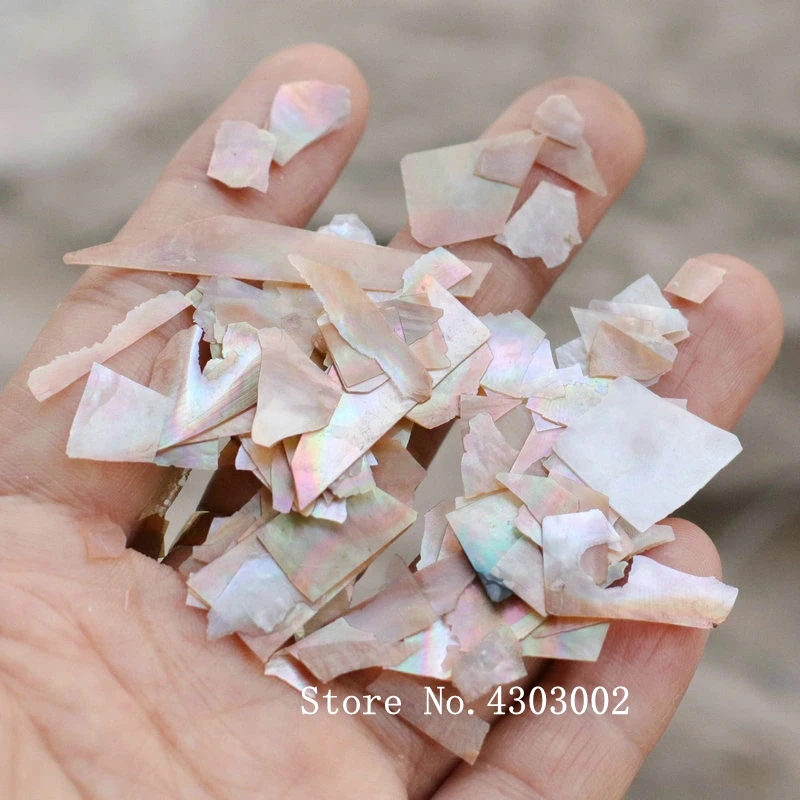 

100g/lot Natural Crushed Mother of Pearl shell for DIY Jewelry Crushed MOP Pearl shell scraps for fake nails