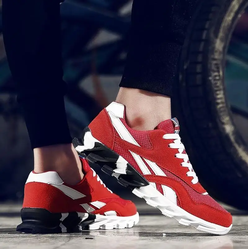Men Casual Shoes Fashion Breathable Mesh Lace Up Red Blue Mens Zapatillas Hombre HOT Plus Size 39-46 Male Footwear | Обувь