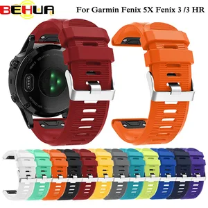 Ремешок для часов BEHUA 26 мм для Garmin Fenix 5X Plus 6X Pro 3 3 HR SmartWatch Quick Release Silicone Easy Fit наручный браслет