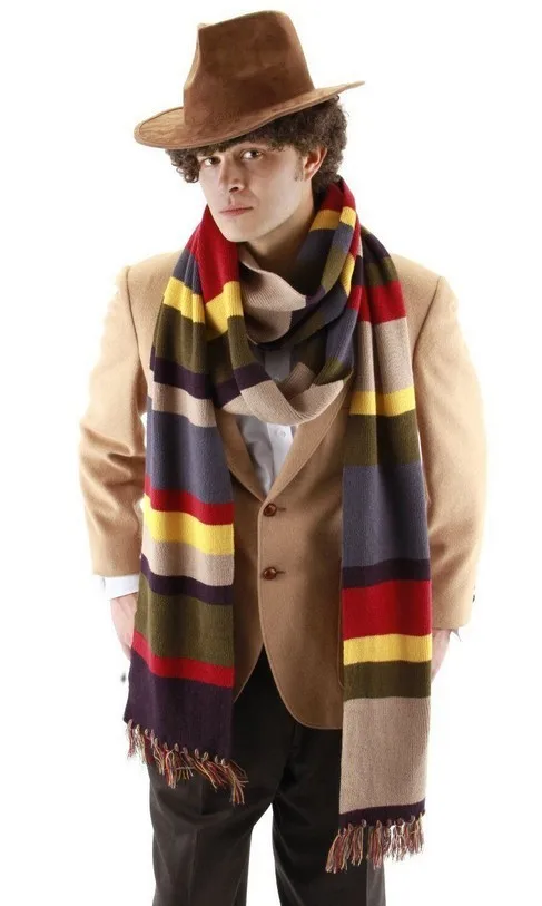 Dr Doctor Who, костюм для косплея, праздничная коробка, 8 дюймов, синий зимний теплый шарф, том Бейкер, вязаная полосатая вязаная шапка, шапочка, подарок - Цвет: 3.65m Scarf