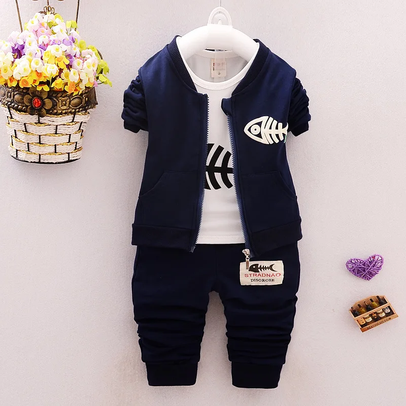 BibiCola Autumn Baby Boys Clothing Sets Kids Coat jacket+T Shirt+Pants 3 Pcs Children Sport Suits Girls Clothes set | Детская одежда и