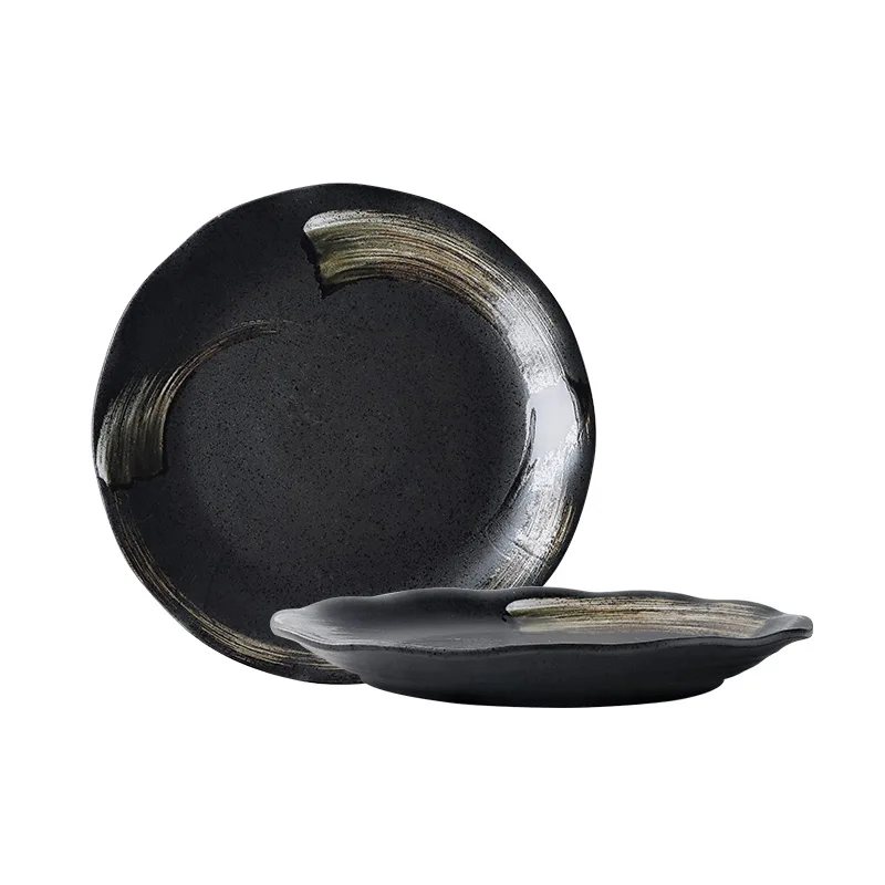 NIMITIME Japanese Style Household Snack Plate Dish Round Soup Deep Dinner Plate Tableware