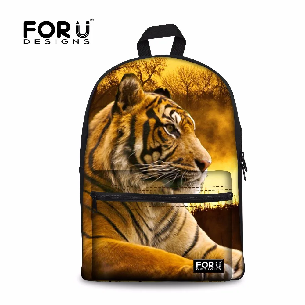 FORUDESIGNS/детские школьные сумки с принтом льва крутой дизайн животных молодежная