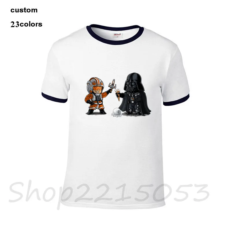 2018 забавные летние Звездные войны Мужская футболка черный белый хлопковый