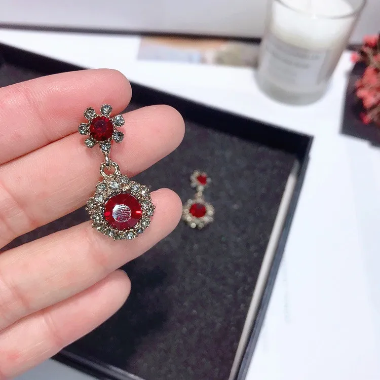 Винтажные красные cz серьги серебро 925 Сообщение гипоаллергенный fadeless сплав моды