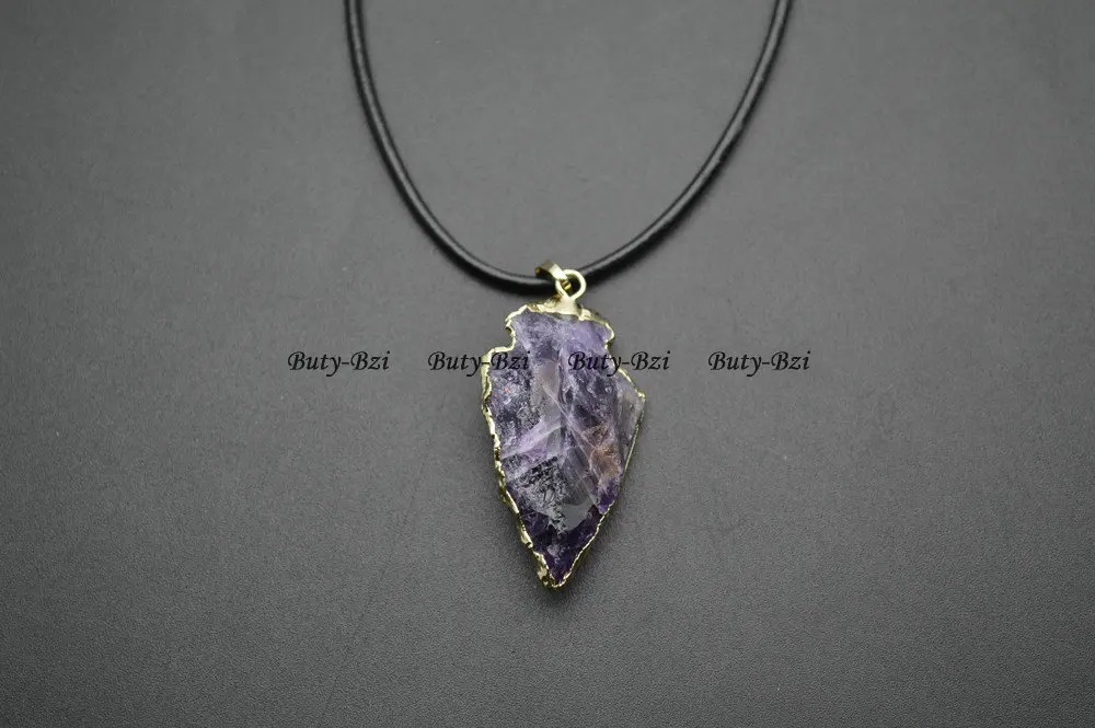 Натуральная грубая фиолетовая кварцевая стрелка кулон в форме камня черный