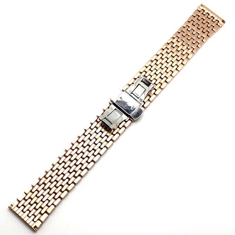 

20mm Rose Golden Stainless Steel Watch Band Strap Straight End Bracelet Buckle
