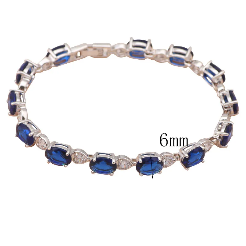 Roilason винтажный стиль Свадебный Шарм голубой циркон браслеты для женщин низкая