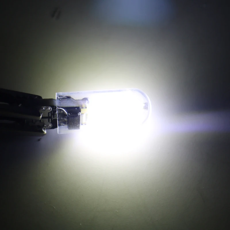 10 шт. W5W светодиодный T10 автомобильная лампа cob стеклянная нить для