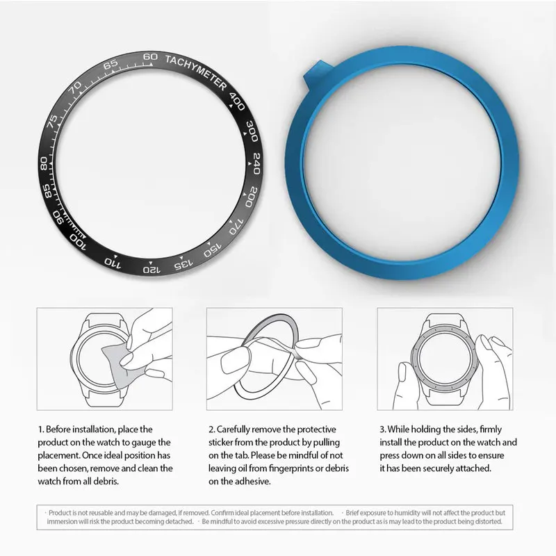 Смарт-часы крышка для samsung Galaxy watch 46 мм, драгоценный камень кольцо смарт Кольцо клеющаяся крышка против царапин металл
