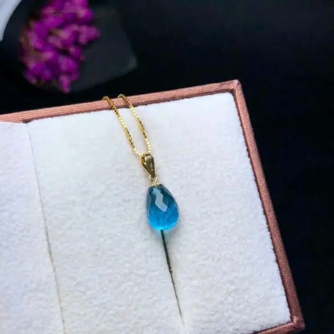 SHILOVEM 18k желтое золото натуральные синие Подвески с топазом без ожерелья