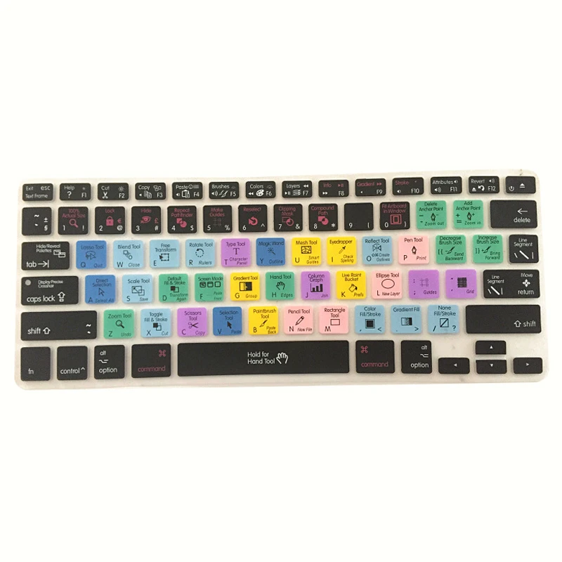 Для adobe photoshop Illustrator сочетание клавиш Защитная силиконовая крышка пленка Стикеры для Macbook Pro Air 13 15 17 протектор