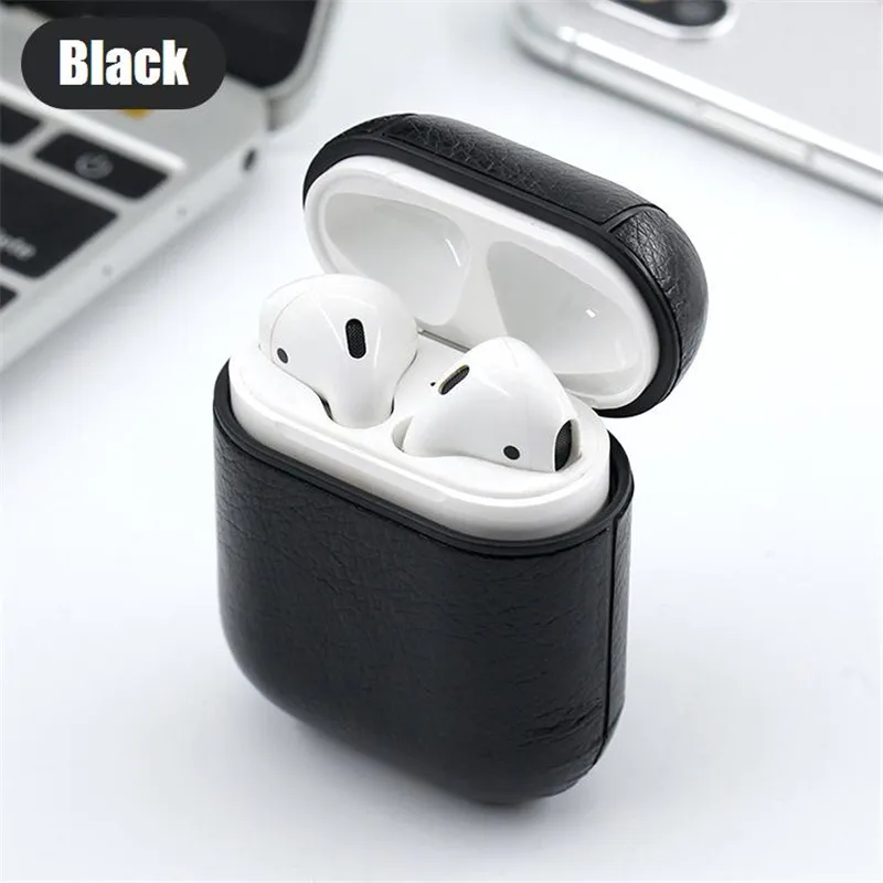 Black VETOMEET роскошный кожаный Bluetooth беспроводной чехол с пряжкой для наушников для Apple Airpods с кнопками для наушников Ультратонкий чехол - Цвет: Black