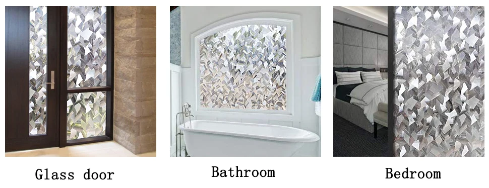 Funlife 3D Crystal Icicles Effect No Glue Static Cling Glass Window Films Bathroom Front Doors Window Covering Vinyl Sticker