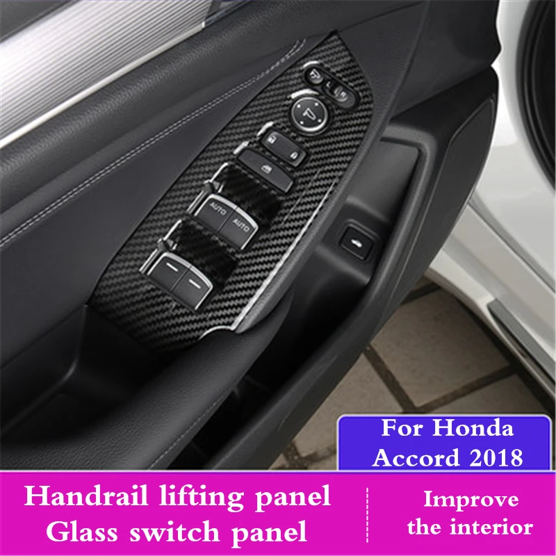 

For Honda Accord 2018 10th Car carbon fiber Handrail lifting panel Window Control Panel Glass Lift Switch frame decoration LHD